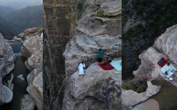 ببینید ، افطار خوردن روی خطرناک ترین آبشار عربستان